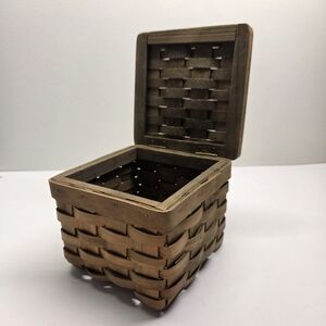 Small Vintage Storage Basket 5"x5"x4.25" Tiny Nail Details No Makers Mark